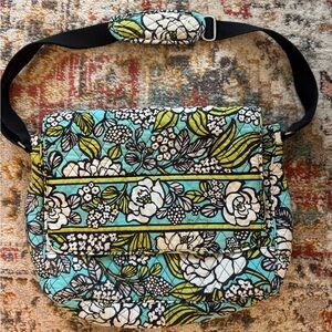 Vera Bradley Turquoise and Lime Floral Laptop Bag